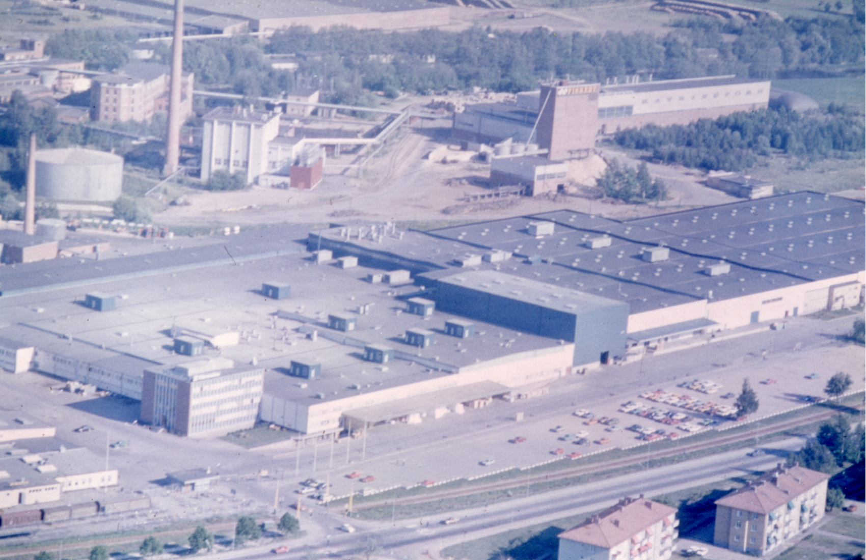 Flygfoto Electroluxs fabrik i Mariestad. Foto: Vadsbo Museum.